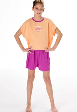 Schlafanzug kurz Zitrus pfirsichorange - Teens Nightwear