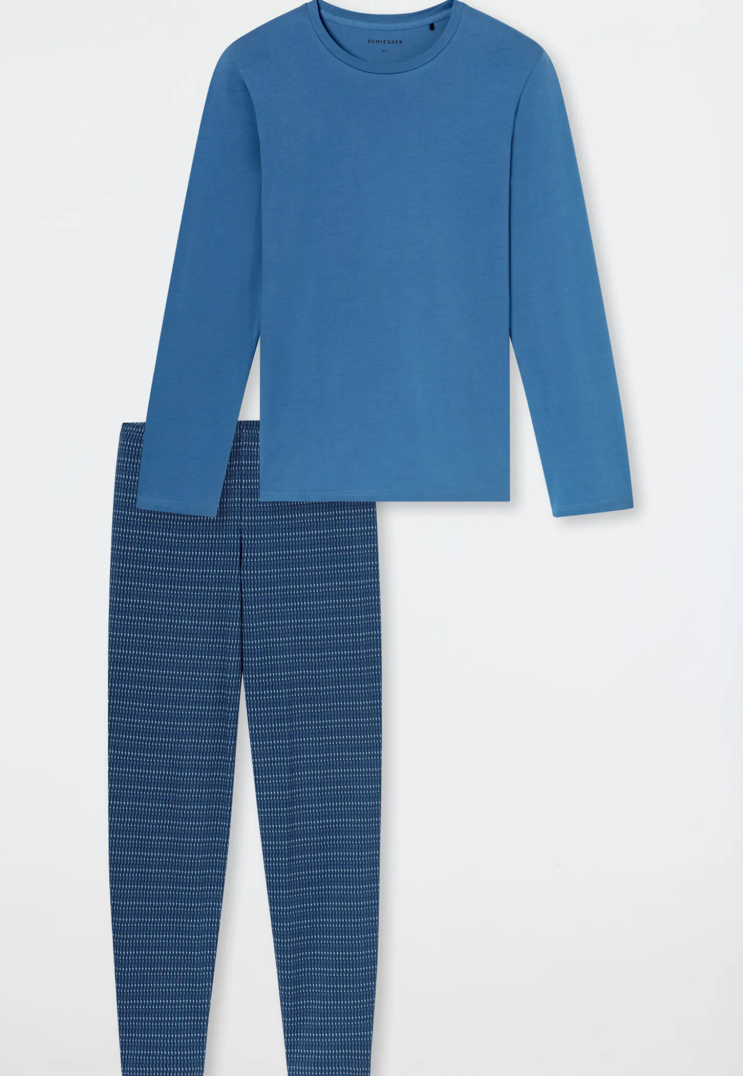Schlafanzug lang aqua gemustert - Casual Essentials
