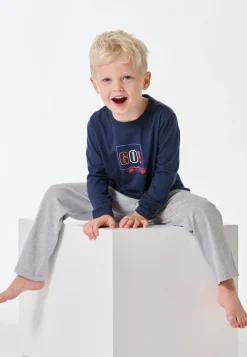 Schlafanzug lang Auto dunkelblau - Kids Nightwear