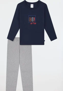 Schlafanzug lang Auto dunkelblau - Kids Nightwear