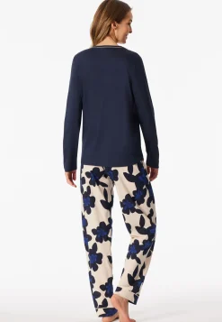 Schlafanzug lang Blumen navy - Comfort Nightwear