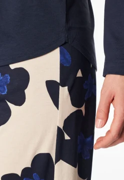 Schlafanzug lang Blumen navy - Comfort Nightwear