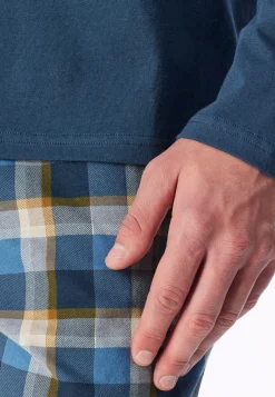 Schlafanzug lang Bündchen deep blue - Casual Essentials