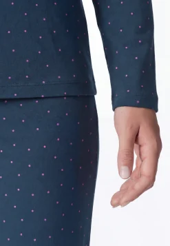 Schlafanzug lang Bündchen Punkte ultra violett - Casual Essentials