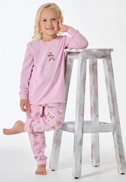 Schlafanzug lang Bündchen Regenbogen Sonne veilchen - Kids Nightwear