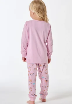 Schlafanzug lang Bündchen Regenbogen Sonne veilchen - Kids Nightwear