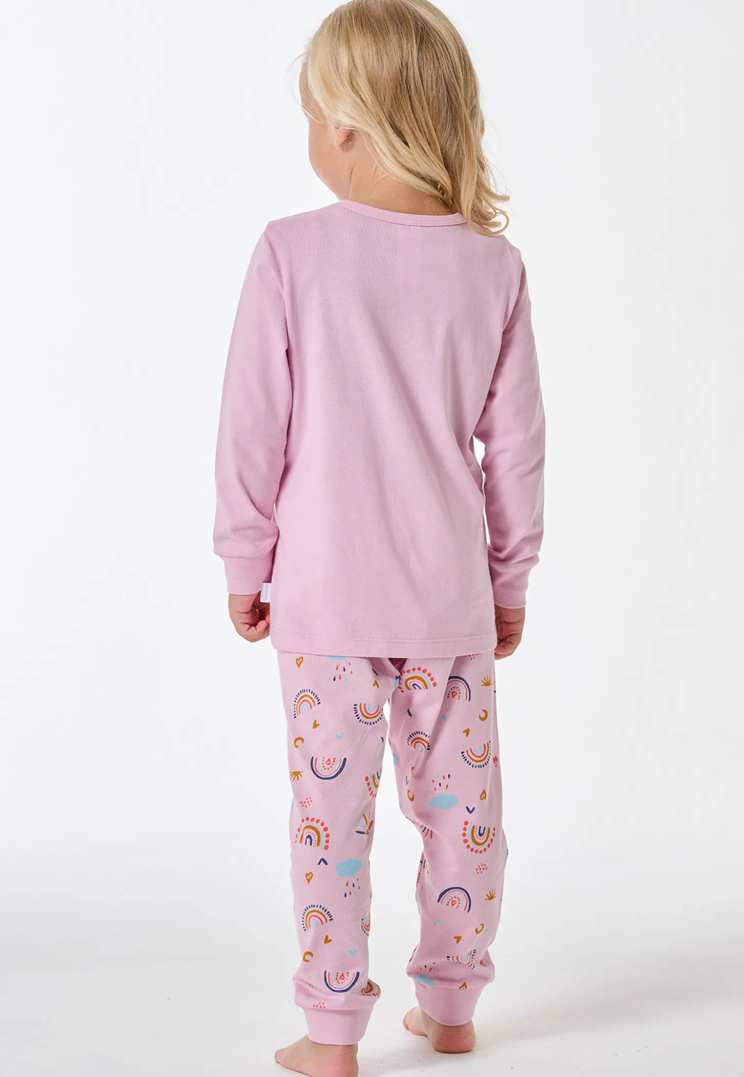 Schlafanzug lang Bündchen Regenbogen Sonne veilchen - Kids Nightwear