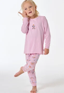 Schlafanzug lang Bündchen Regenbogen Sonne veilchen - Kids Nightwear