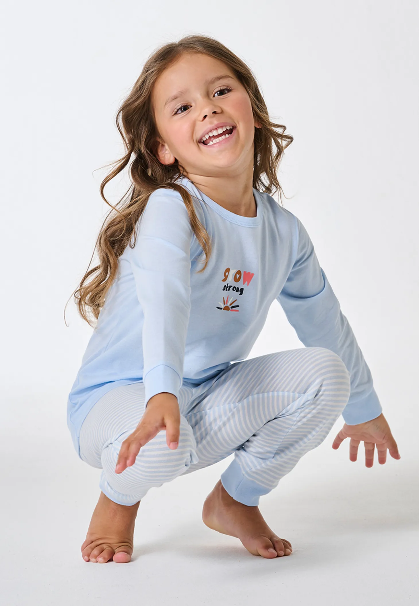 Schlafanzug lang Bündchen Ringel air - Kids Nightwear