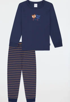 Schlafanzug lang Bündchen Ringel curry - Kids Nightwear