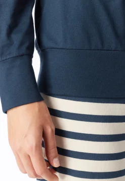 Schlafanzug lang Bündchen Ringel deep blue  - Casual Essentials