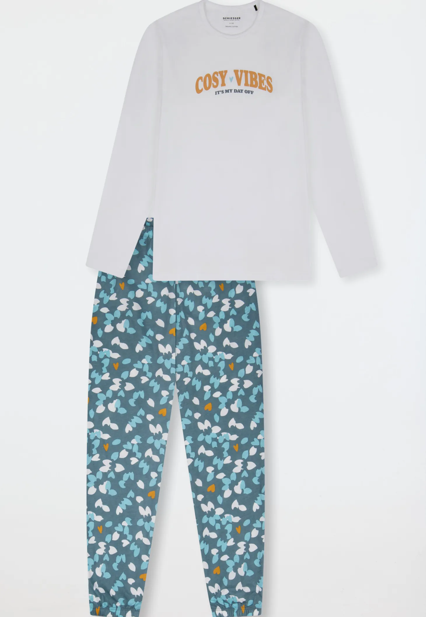 Schlafanzug lang floral gemustert off-white - Teens Nightwear