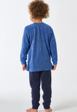 Schlafanzug lang Frottee Bündchen Fuchs blau - Kids Nightwear