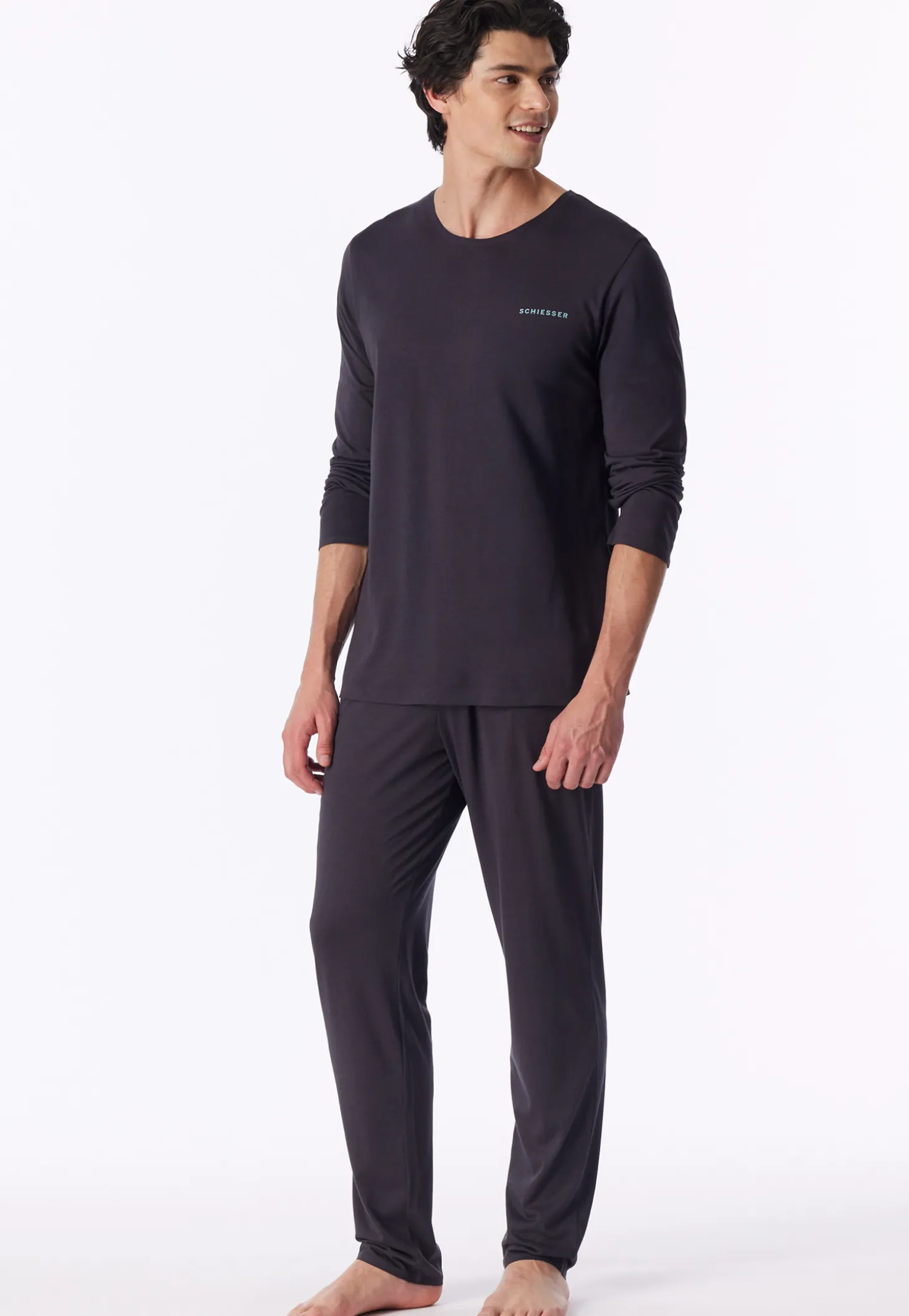 Schlafanzug lang graphit - Modern Bonded