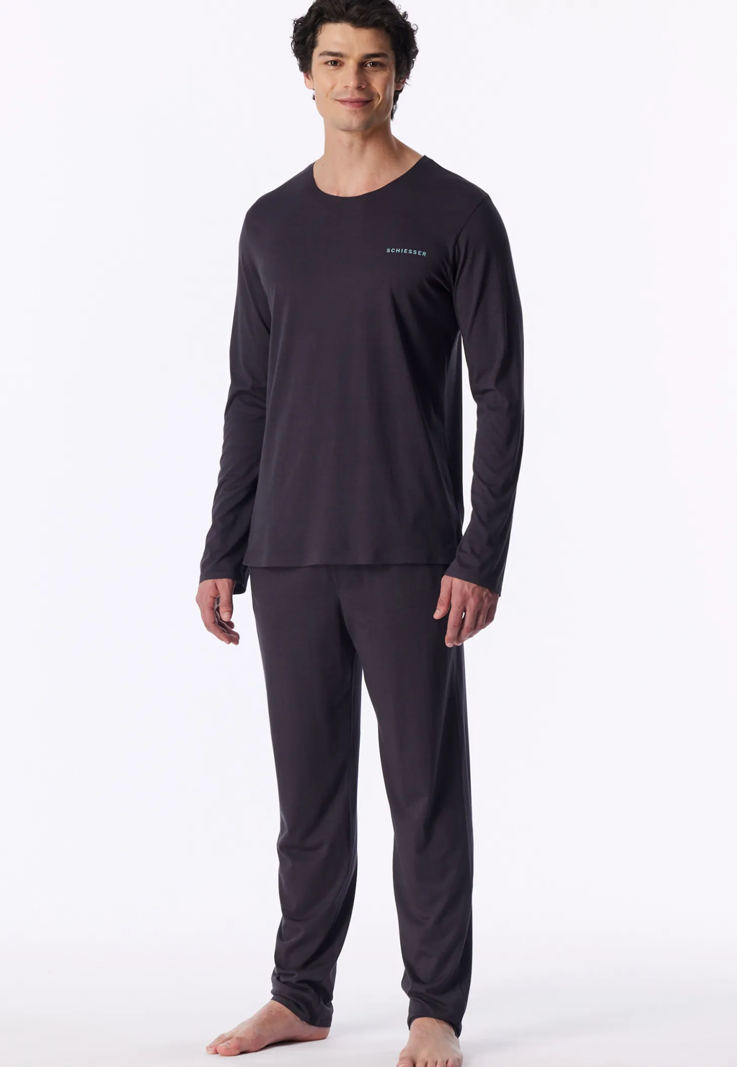 Schlafanzug lang graphit - Modern Bonded