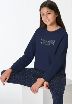 Schlafanzug lang Interlock dunkelblau - Teens Nightwear