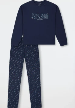 Schlafanzug lang Interlock dunkelblau - Teens Nightwear