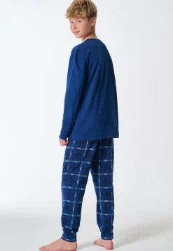 Schlafanzug lang Karo royal - Teens Nightwear
