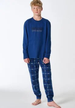 Schlafanzug lang Karo royal - Teens Nightwear