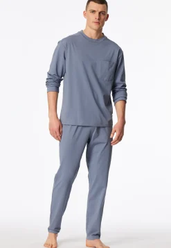 Schlafanzug lang oversized blaugrau - Modern Nightwear
