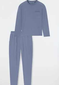 Schlafanzug lang oversized blaugrau - Modern Nightwear