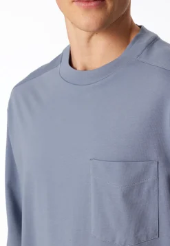 Schlafanzug lang oversized blaugrau - Modern Nightwear