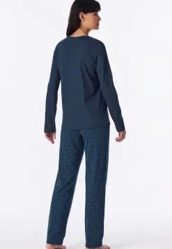 Schlafanzug lang Punkte deep blue - Casual Essentials