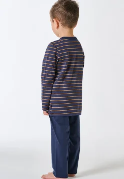 Schlafanzug lang Ringel Fuchs curry - Kids Nightwear