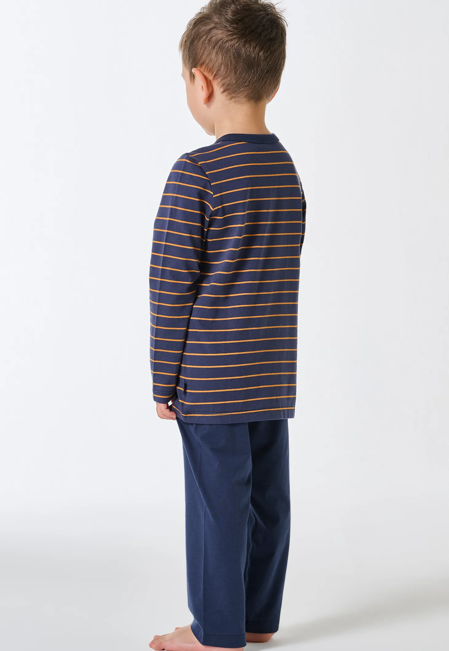 Schlafanzug lang Ringel Fuchs curry - Kids Nightwear