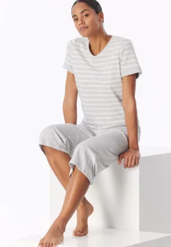 Schlafanzug 3/4-lang silbergrau-meliert - Casual Essentials