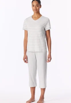 Schlafanzug 3/4-lang silbergrau-meliert - Casual Essentials