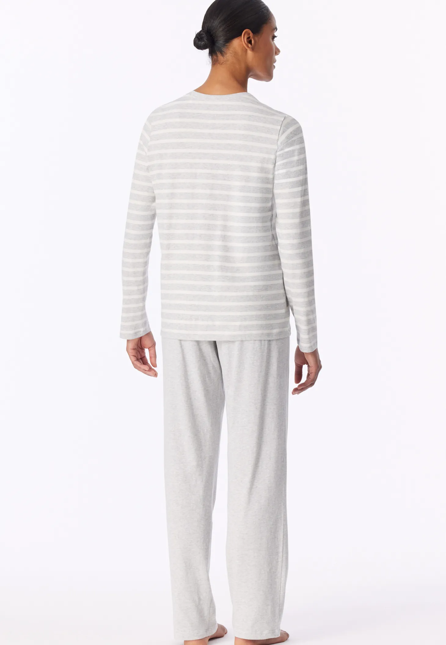 Schlafanzug lang silbergrau meliert - Casual Essentials