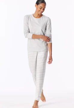 Schlafanzug lang silbergrau meliert - Casual Essentials