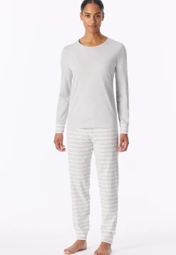 Schlafanzug lang silbergrau meliert - Casual Essentials