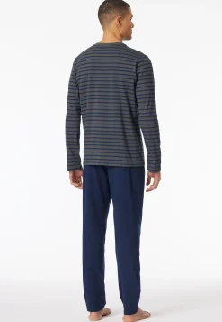 Schlafanzug lang Streifen anthrazit - Casual Essentials