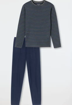 Schlafanzug lang Streifen anthrazit - Casual Essentials