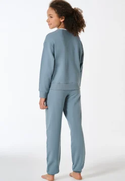 Schlafanzug lang Sweatware Bündchen mineral - Nightwear