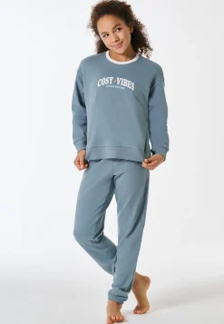 Schlafanzug lang Sweatware Bündchen mineral - Nightwear