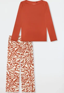 Schlafanzug lang terracotta - Selected Premium