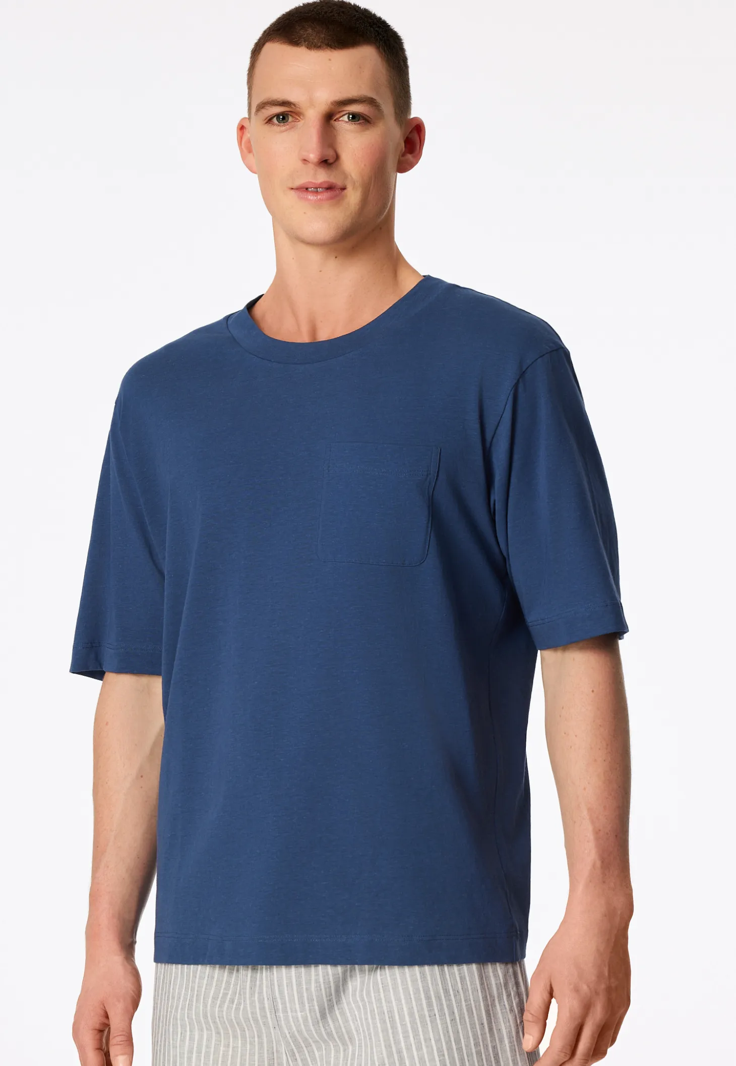 Shirt kurzarm Brusttasche atlantikblau - Mix+Relax