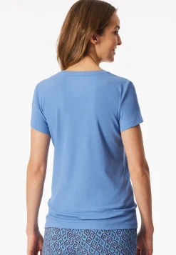 Shirt kurzarm Doppelripp Druckknöpfe aqua - Mix+Relax