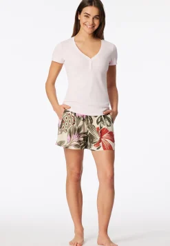 Shirt kurzarm Doppelripp Druckknöpfe rosé - Mix+Relax