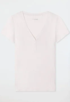 Shirt kurzarm Doppelripp Druckknöpfe rosé - Mix+Relax