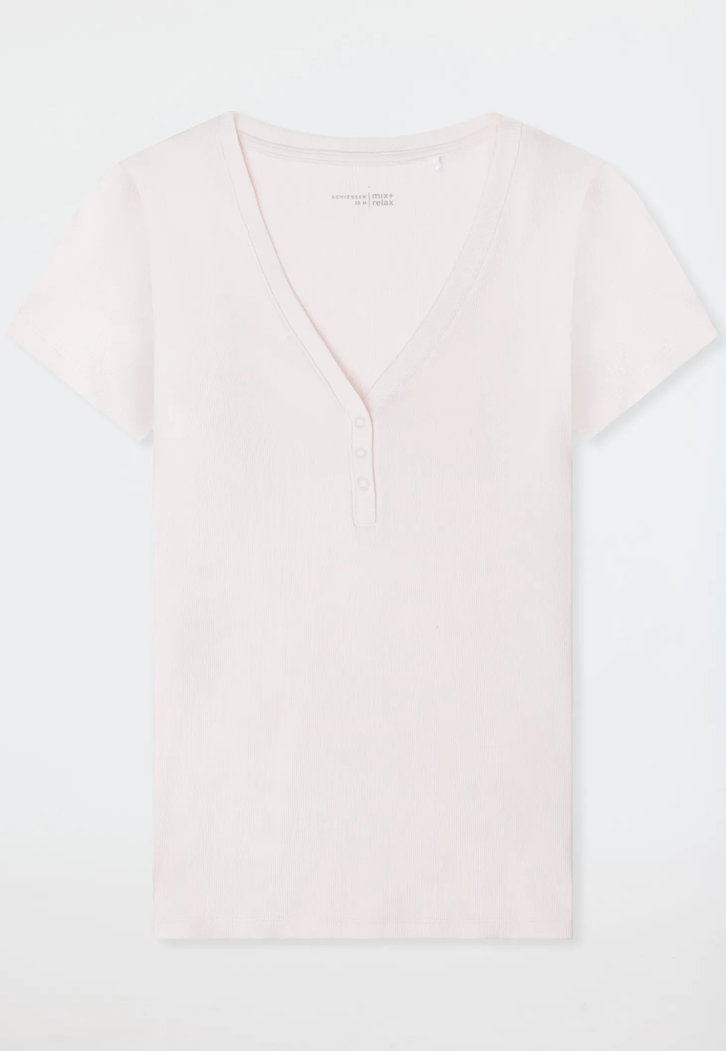 Shirt kurzarm Doppelripp Druckknöpfe rosé - Mix+Relax