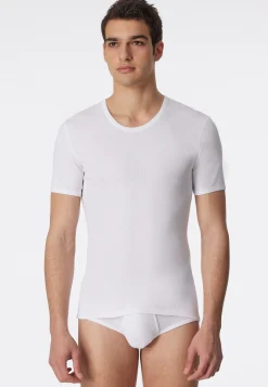 Shirt kurzarm Doppelripp weiß - Essentials
