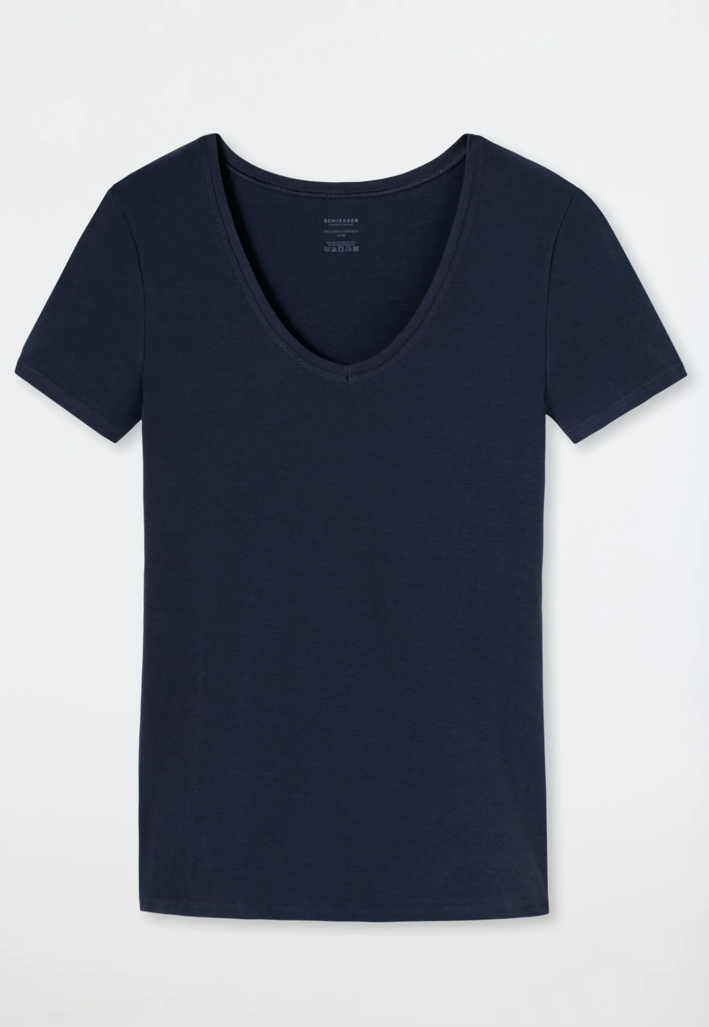 Shirt kurzarm Feinripp nachtblau - Naturschönheit