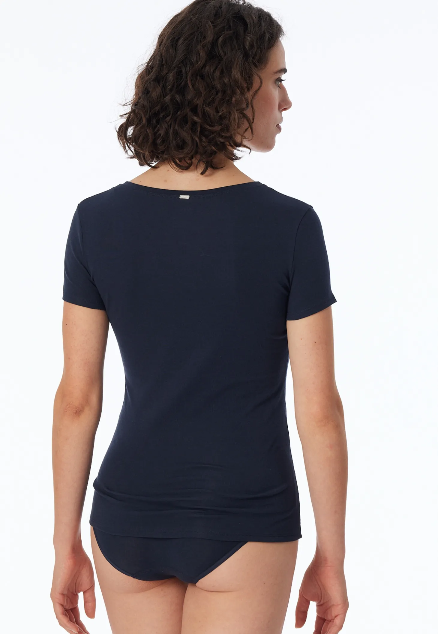 Shirt kurzarm Feinripp nachtblau - Naturschönheit