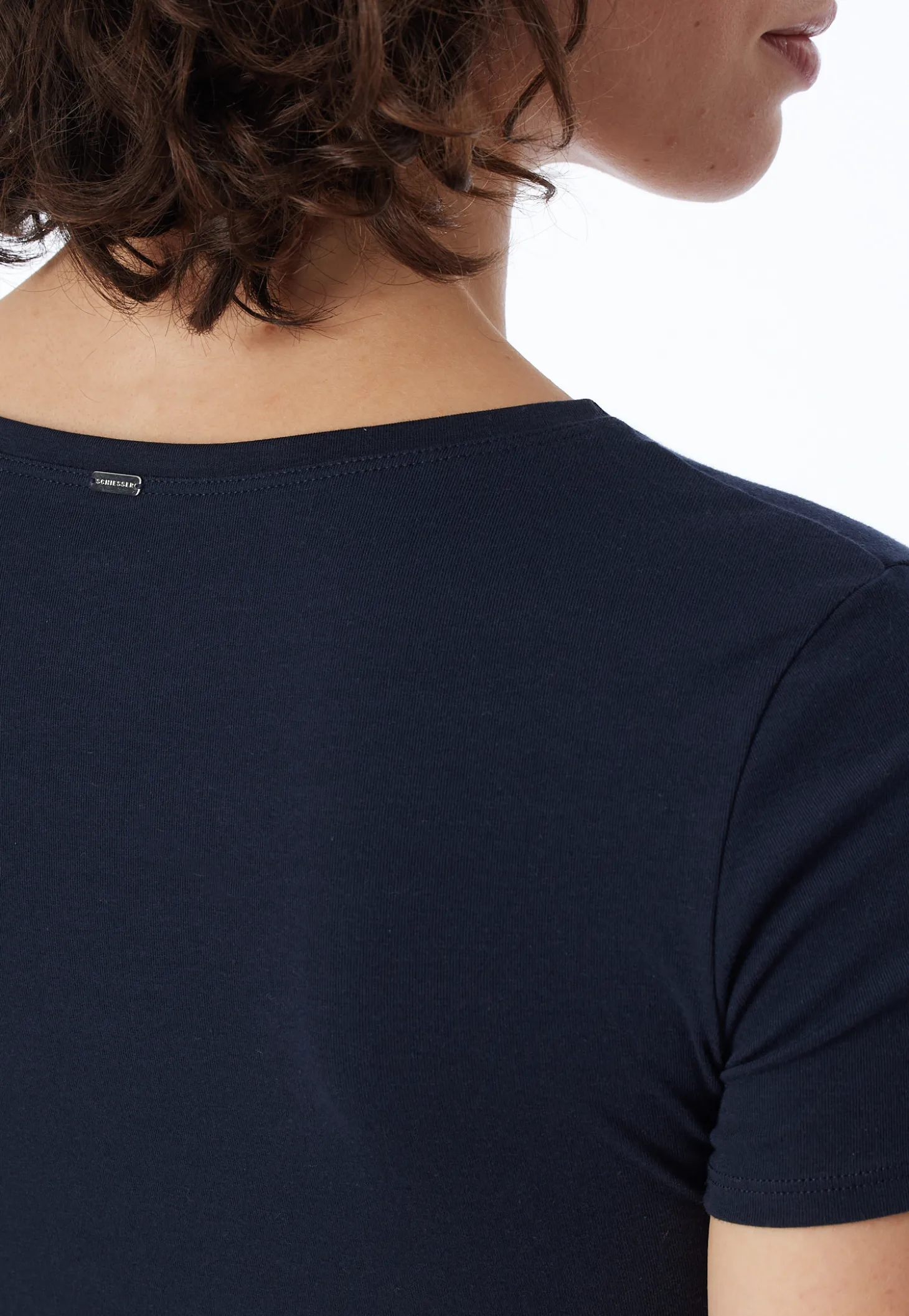 Shirt kurzarm Feinripp nachtblau - Naturschönheit