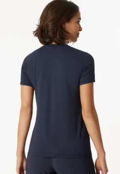 Shirt kurzarm Henley Knopfleiste blau - Mix+Relax