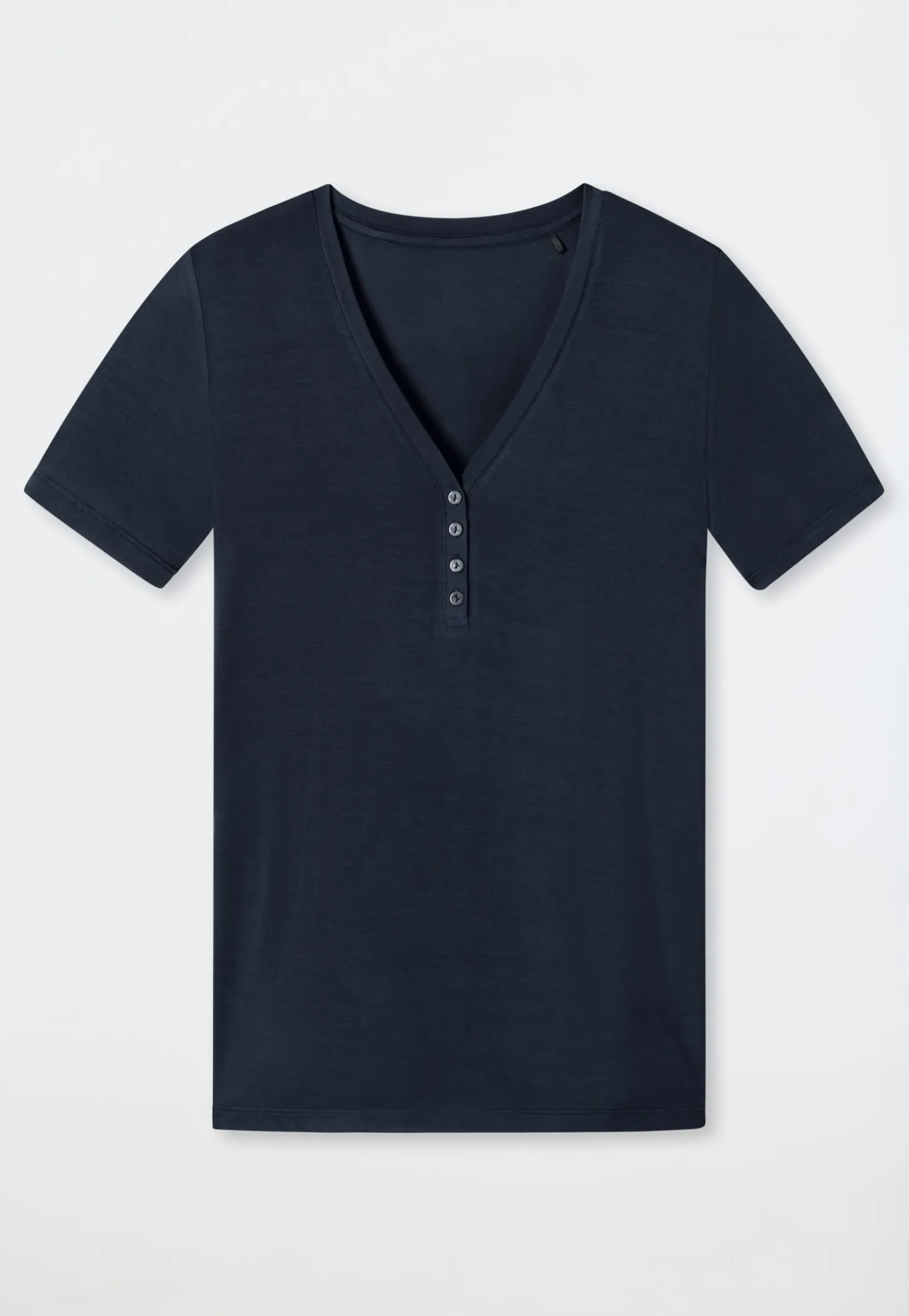Shirt kurzarm Henley Knopfleiste blau - Mix+Relax